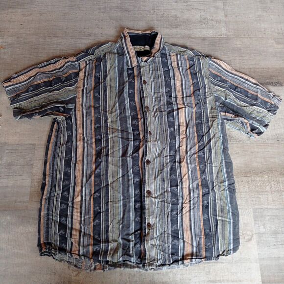 Tommy Bahama Hawaiian Shirt Mens L Button Up Aloha Silk Short Sleeve Flaw - Picture 1 of 7